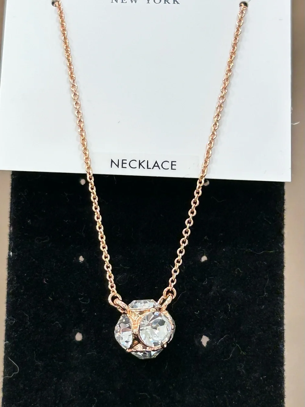 kate spade rose gold-tone crystal cluster pendant necklace